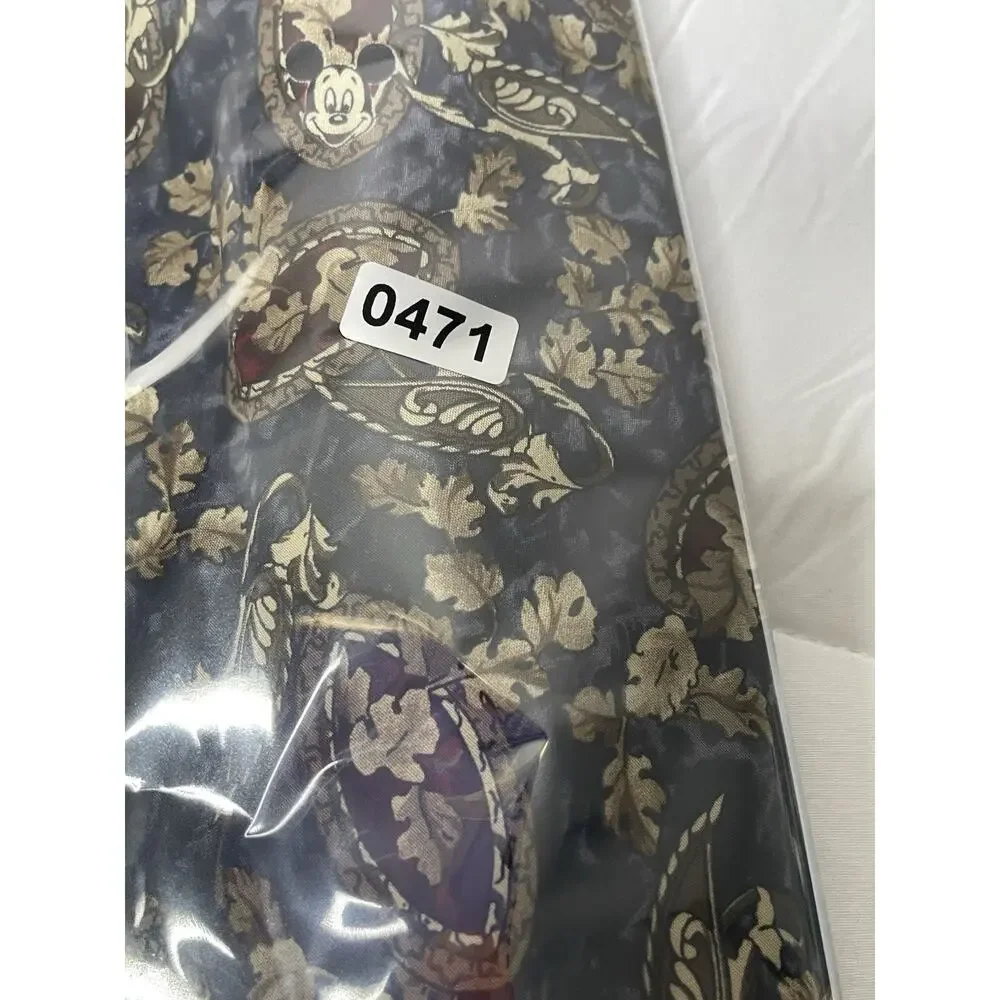 Vintage Mickey Mouse Disney 100% Silk Necktie Blue Paisley Leaves Extra Long 61